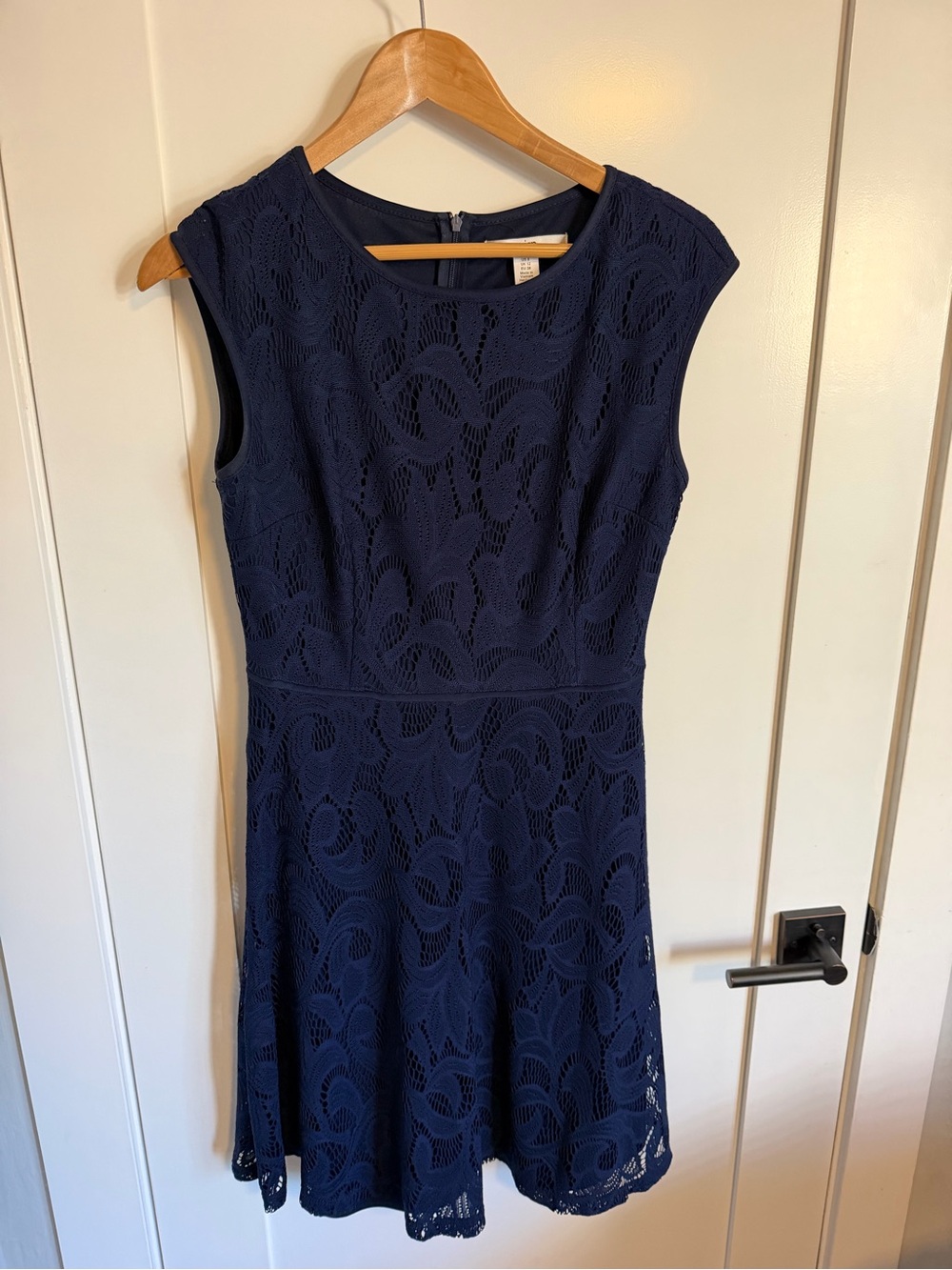 Navy Lace Fit-and-Flare Dress